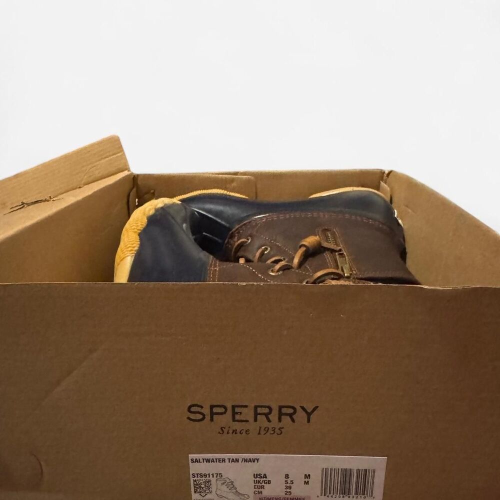 Sperry Women's Brown and Blue Duck Boots - Picture 2 of 6